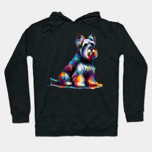 Playful Colorful Splash Cesky Terrier Artistic Portrait Hoodie